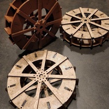 roue aubes moulin l'eau moyen plaqué 3mm architecture bâtiments structures 3d print model - Mito3D