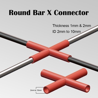 round bar x connector 3d print model - Mito3D