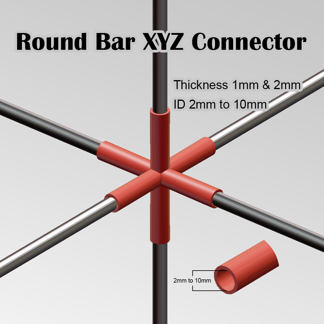 rond bar xyz connecteur 3D print model - Mito3D