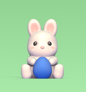 round bunny egg cute sculpture animal toy art easter miniatures rabbit pet 3d print model - Mito3D