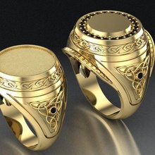 ronda celta mens anillo de sello la joyería masculino el celtic signet imprimible los hombres exclusivo joya anillos 3dm obj stl oro alta poligonal 3d print model - Mito3D