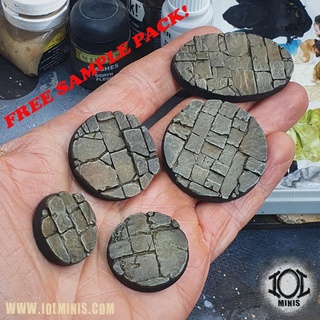 round copplestone bases free sample pack 25mm 28mm 32mm 40mm hollow oval magnetized presupported monstrous hero easy flagstone tile dungeon floor street 3d print model - Mito3D