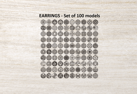 round earrings - set 100 models earings decoration new ornament 3d print model - Mito3D