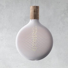 round flat honeycomb mesh lamp home design architecture furniture lighting light shade 3d print model - Mito3D