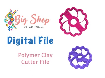round flower polymer clay cutter 3d print model - Mito3D