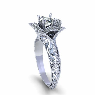 runden Tiffany Diamant Ring s10 Lux Silber Gold Schmuck druckbar 3d Modell Trend Mode Design zbrush 3d print model - Mito3D