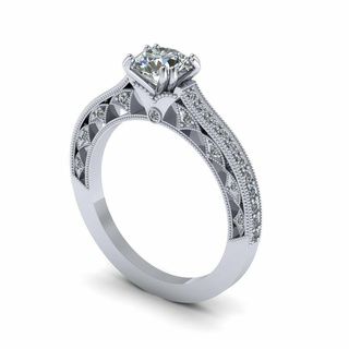 runden Tiffany Diamant Ring s14 Lux Silber Gold Schmuck druckbar 3d Modell Trend Mode Design zbrush 3d print model - Mito3D