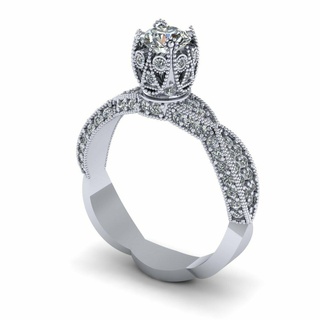 runden Tiffany Diamant Ring s20 Lux Silber Gold Schmuck druckbar 3d Modell Trend Mode Design zbrush 3d print model - Mito3D