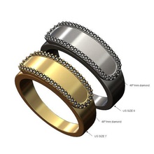 redondeado diamante etiqueta anillo Talla 7 8 3d impresión modelo joyería joya sello grabado Moda imprimible oro plata libra esterlina lujo accesorios minimalista medida 3d print model - Mito3D