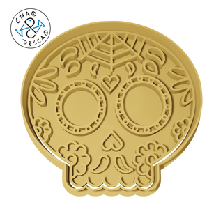 rounded skull no1 - cookie cutter fondant polymer clay pastry baking play-doh birthday stamp sugar halloween mexico dia de muertos 3d print model - Mito3D