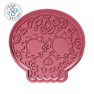 rounded skull no2 - cookie cutter fondant polymer clay pastry baking play-doh birthday stamp sugar halloween mexico dia de muertos 3d print model - Mito3D