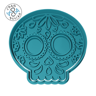 rounded skull no3 - cookie cutter fondant polymer clay pastry baking play-doh birthday stamp sugar halloween mexico dia de muertos 3d print model - Mito3D