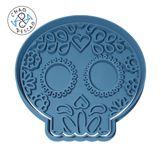 rounded skull no4 - cookie cutter fondant polymer clay pastry baking play-doh birthday stamp sugar halloween mexico dia de muertos 3d print model - Mito3D