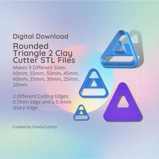 rounded triangle 2 clay cutter - donut geometric stl digital file download- 9 sizes versions cookie earring polymer embossed hexagon utterlycutterly utterly cutterly fondant organic shape indie fashion 3d print model - Mito3D