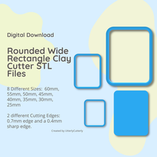 rounded wide rectangle clay cutter - stl digital file download- 8 sizes 2 versions 3d print model - Mito3D