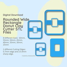 redondeado amplio rectángulo rosquilla arcilla cortador stl digital expediente download 8 tamaños 2 versiones 3d print model - Mito3D