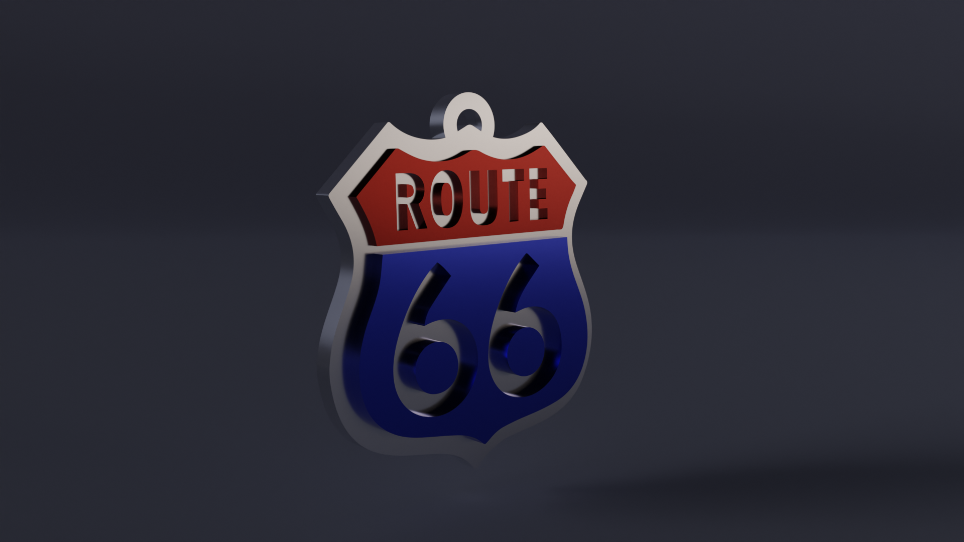 route 66 keychain 3D print model - Mito3D