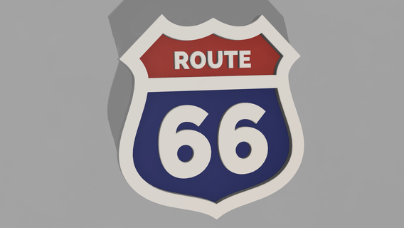 route 66 logo décoration art route 66 Etats Unis us 3d print model - Mito3D
