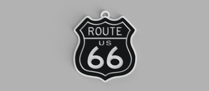 route 66 us cartel keychain - pendant earring 3d print model - Mito3D
