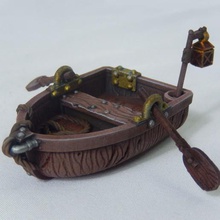 row boat miniature oars pole lantern ship river resin d&d dungeons and dragons 5th edition pre-supported presupported 3d print model - Mito3D