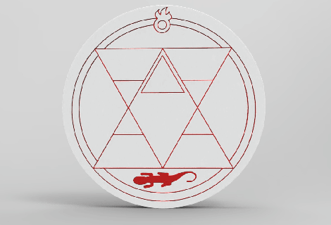 roy mustang - cup holder anime full metal achemist fullmetal achemist transmutation circle cup holder home human edward al alphonse elric epic house geek roy mustang print-in-place philosopher's stone  3d print model - Mito3D