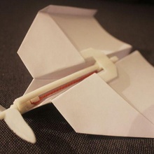 rubber band paper plane motor gadget toy airplane glider paperplane mechanics 3d print model - Mito3D