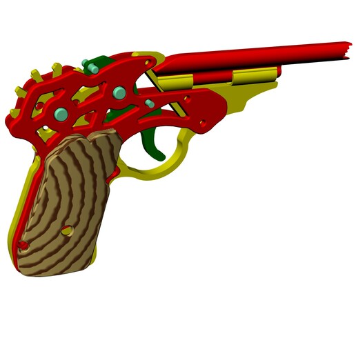 gomma cancellare pistola giocattolo stampabile automatico caricabile 6 Salva elastici automatica completamente gioco rubbergun bambini childrentoy flykiller 3D print model - Mito3D