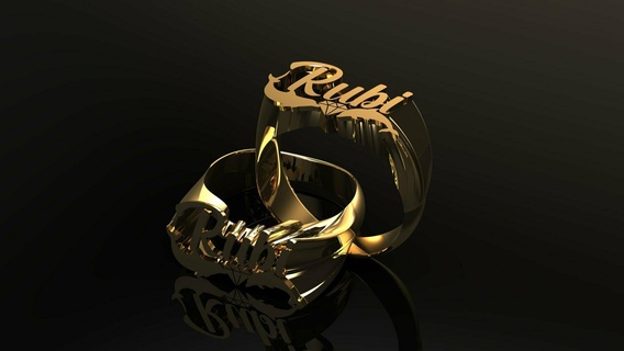 rubi nombre anillo 3d print model - Mito3D