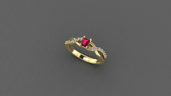rubi anillo 4x3 joyería joya anillos 3d print model - Mito3D