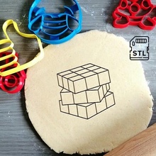 rubik's cube cookie cutter game fun baking dough shape kitchen bake cookies speculoos 3d print model - Mito3D