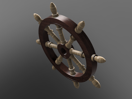 rudder bar wooden boat wheel steering 3d print model - Mito3D