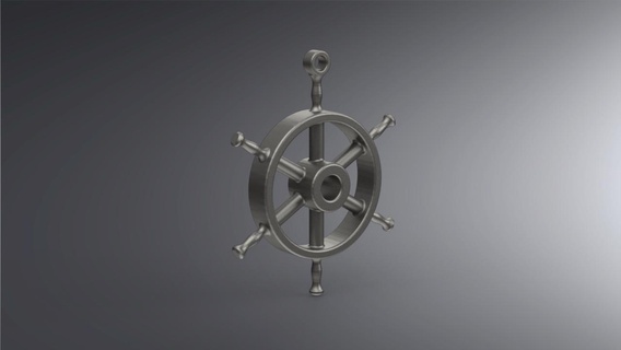 rudder wheel keychain Gadget toy ship boat sea ocean waves north east west south sailing compas direction course 3d print model - Mito3D