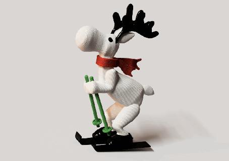 rudi skiing moose multiparts support Various rudolph animal reindeer ski crochet knitted xmas christmas winter navidad print in place multicolor stl snowman 3d print model - Mito3D