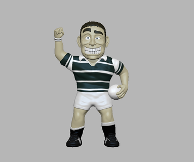 Rugby kevingston Kunst Kleidung muskulös Spieler Ball Zahl 3d print model - Mito3D