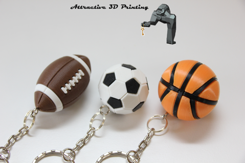rugby & soccer basketballs balloon basketball sport key ring games 3d print model - Mito3D