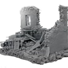 ruiner Panzer iii débris flammes guerre boulon action allemand ww2 2 moderne marteau architecture vignettes bâtiment paysage jeu figures Jeu terre Jeux 3d print model - Mito3D