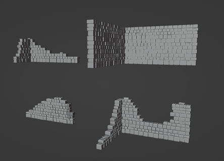 ruined brick walls terrain Game wall ancient dnd rpg tabletop wargaming wargame 3d print model - Mito3D