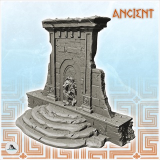 ruined fountain stairs sculpted lion 2 - ancient classic archaic historical 28mm 20mm 15mm wargaming architecture tabletop miniatures scenery wargame game terrain house accessories roman greek egyptian age latin antique carthage dba rome greece 3d print model - Mito3D