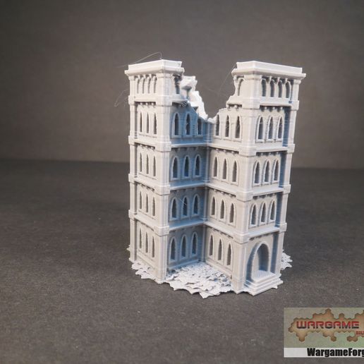 rovinato Gotico epico edificio 4 gioco battletech 6mm terreno 40k 8mm 3D print model - Mito3D