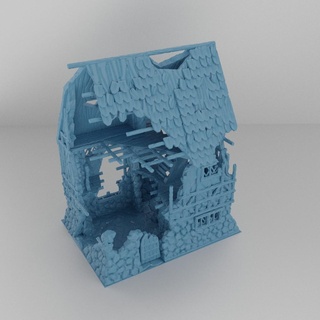arruinado casa 25 mm mesa terreno ruina rpg dnd medieval soporte libre antiguo Roca destruir estructura interpretable interior modular 28mm 25mm 15mm juego guerra 3d print model - Mito3D