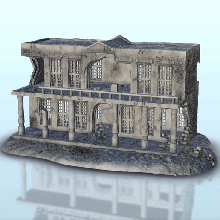ruined house balcony 19 - flames war bolt action desertic modern warhammer architecture ww2 thumbnails building scenery wargame figures game land games accessories 3d print model - Mito3D