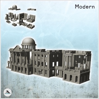 ruined neo-classical capitol building 24 - world war two second wwii front est moscou stalingrad urbain architecture tabletop miniatures scenery wargame game terrain house accessories ww2 flames eastern western allies axis action 3d print model - Mito3D