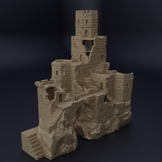 ruined old castle 28 mm tabletop terrain rpg dnd house medieval supportfree stone wood structure playable interior modular 28mm 25mm 15mm wargame 3d print model - Mito3D
