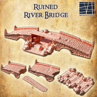 rovinato fiume ponte 28 mm tavolo terreno 3d print model - Mito3D