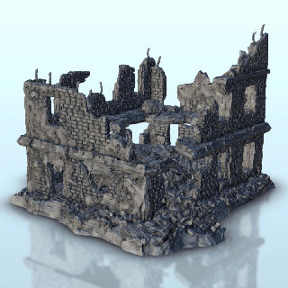 ruined urban building 10 - flames war bolt action ww2 modern world two miniatures scenery wargame city game land games modelism diaroma 3d print model - Mito3D