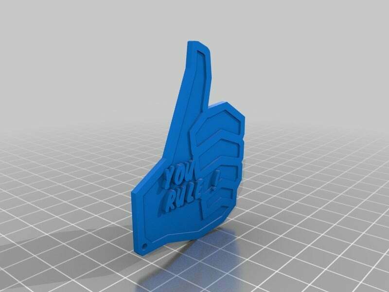 regla pulgares up llavero personalizado llaveros 3D print model - Mito3D