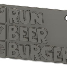 run beer burger keychain jewelry running keychains 3d print model - Mito3D
