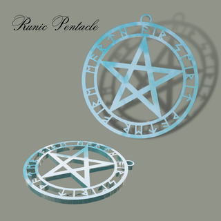 runic pentacle pendant wicca pentagram runes pagan occult necklace 3d print model - Mito3D