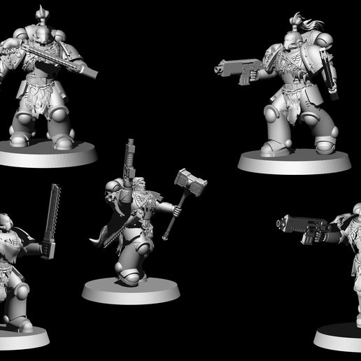runic warrior assault squad - 5 pack 3D print model - Mito3D