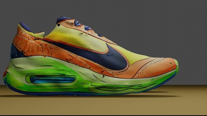 corrida sapatos fosco colori pé calçados chutes marca nike texturas imagem caricatural esquerda 3d print model - Mito3D